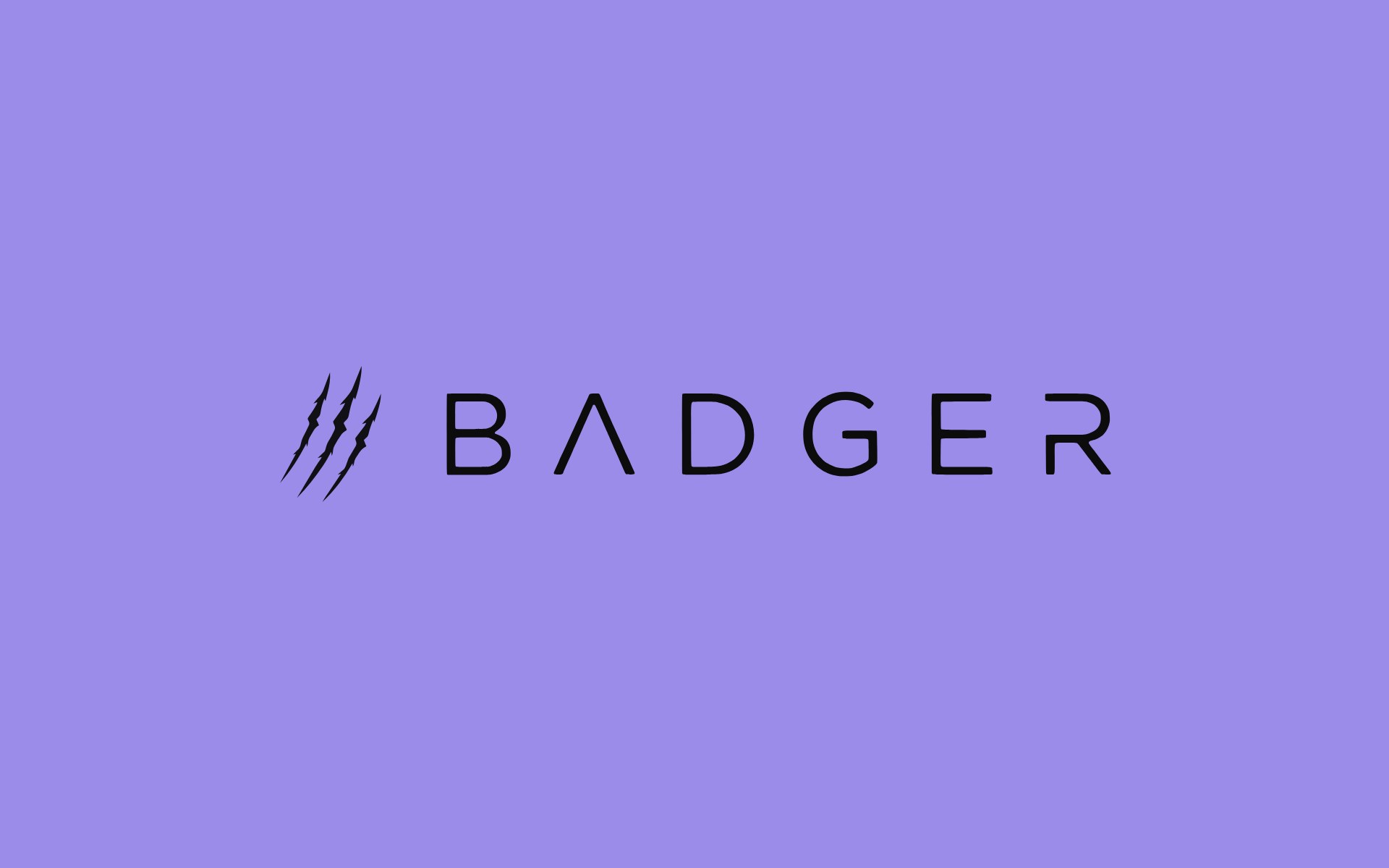 Badger lockup in ink on the lilac brand colour
