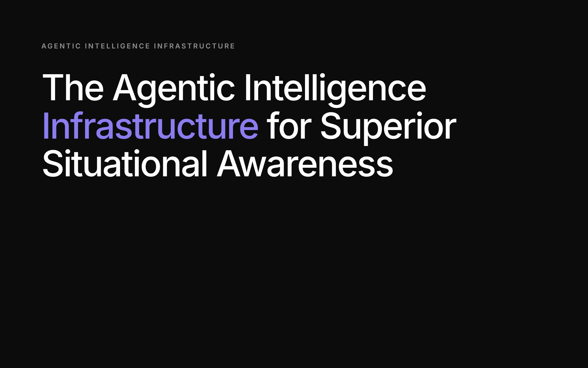 Headline: The Agentic Intelligence Infrastructure for Superior Situational Awareness