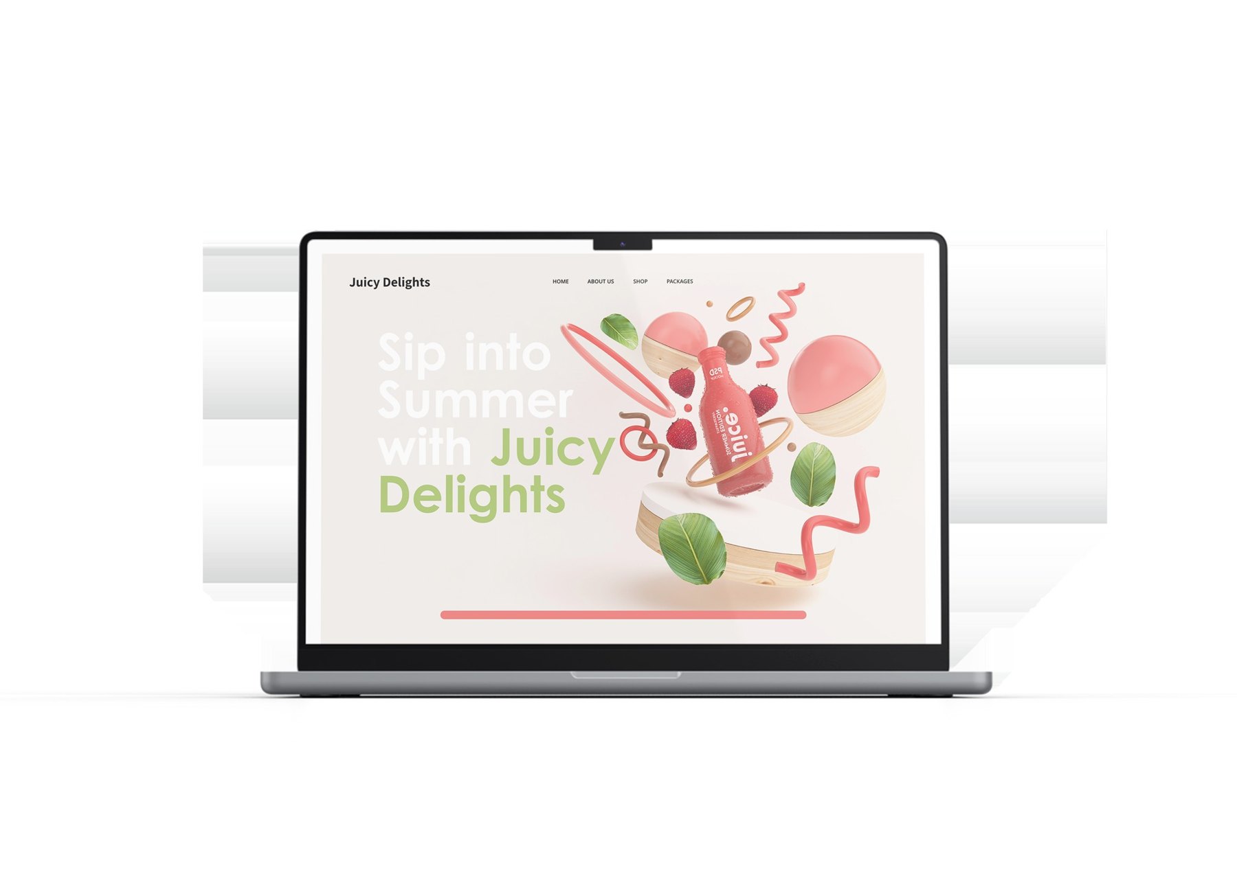 Laptop with the landing page