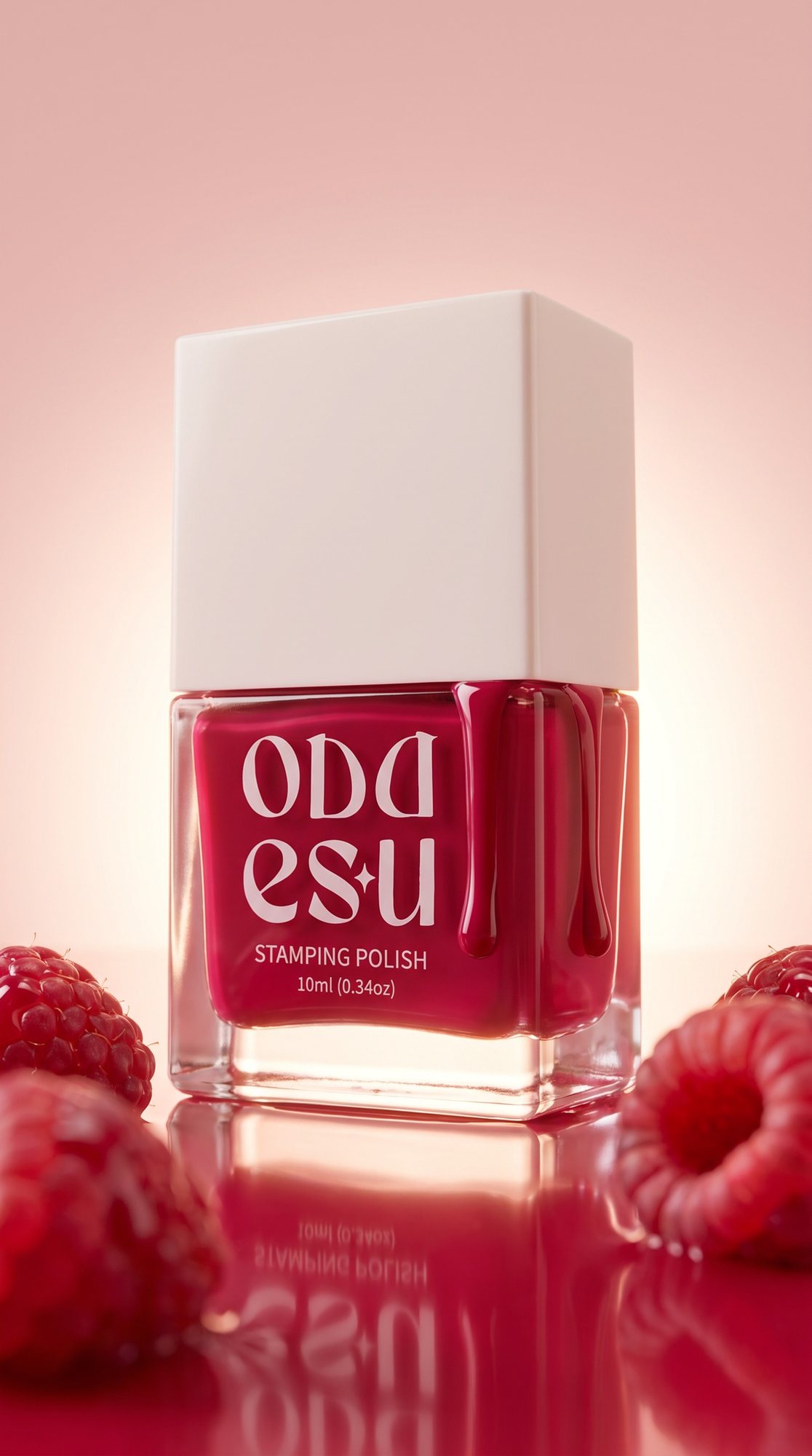 ODDESU bottle, low angle through glass