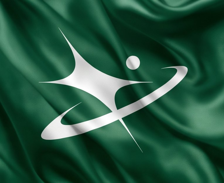 The symbol on a satin flag